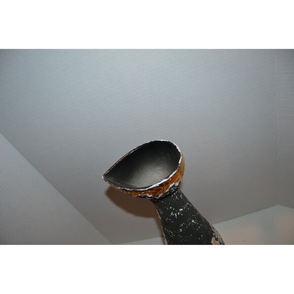 Vintage Vase Black with Gold and White Abstract 1950s - Picture 3 of 5